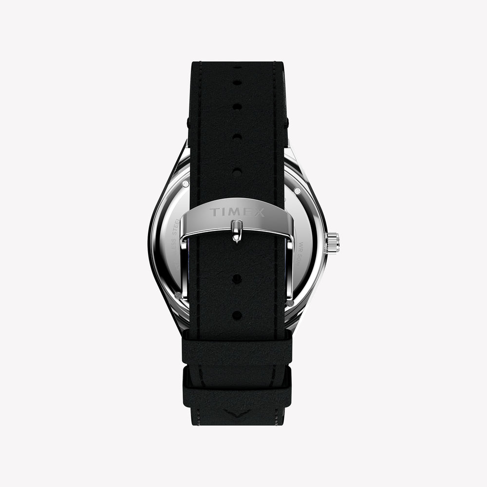 TIMEX Men's Silver Stainless Steel, Black Leather | TW2Y56800