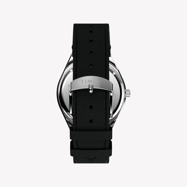 TIMEX Men's Silver Stainless Steel, Black Leather | TW2Y56800
