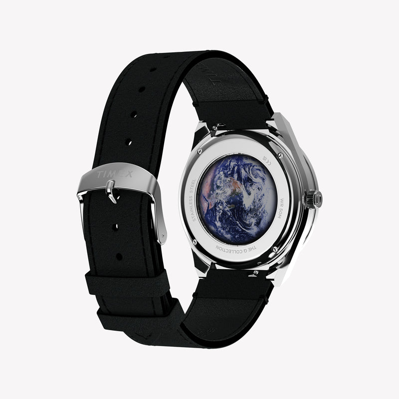 TIMEX Men's Silver Stainless Steel, Black Leather | TW2Y56800