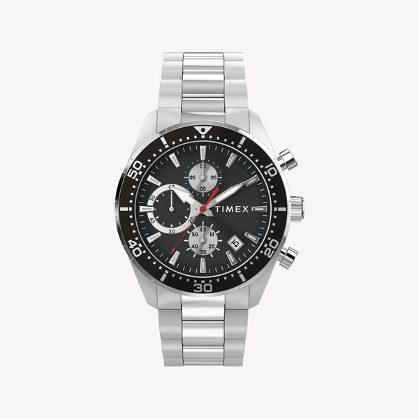 TIMEX Men's Stainless Steel Silver, Black Dial | TW2Y56900