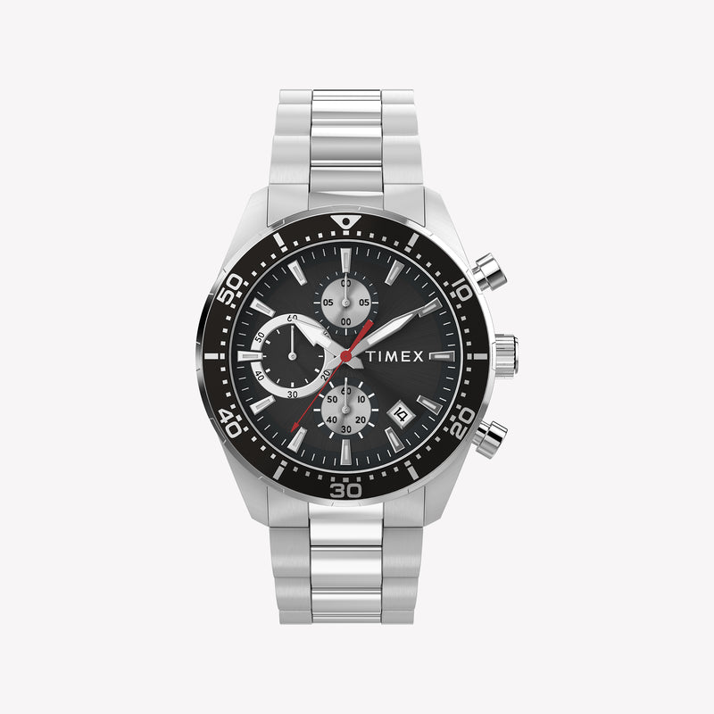 TIMEX Men's Stainless Steel Silver, Black Dial | TW2Y56900