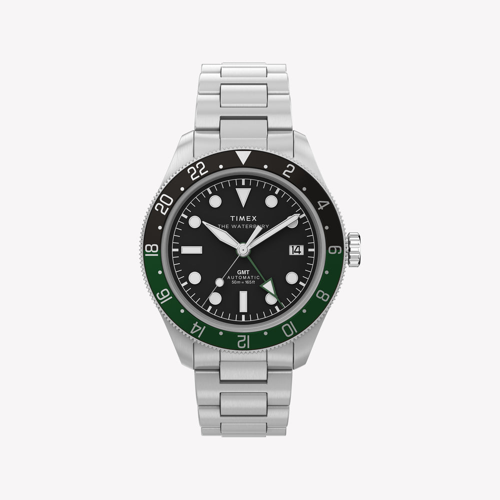 TIMEX Men's Silver-Tone Stainless Steel, Black Dial | TW2Y60800