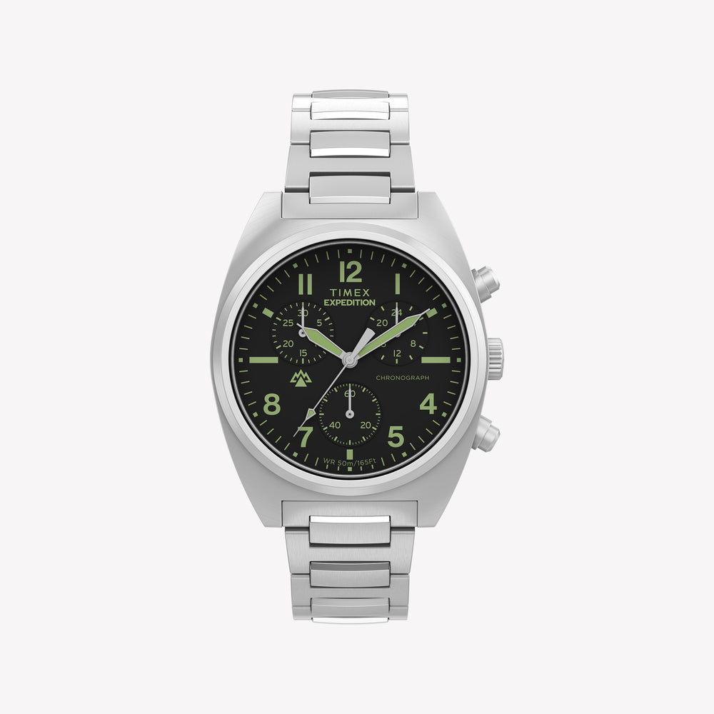 Timex Men's Stainless Steel Silver-Tone, Black Dial | TW2Y61200