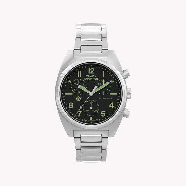 Timex Men's Stainless Steel Silver-Tone, Black Dial | TW2Y61200
