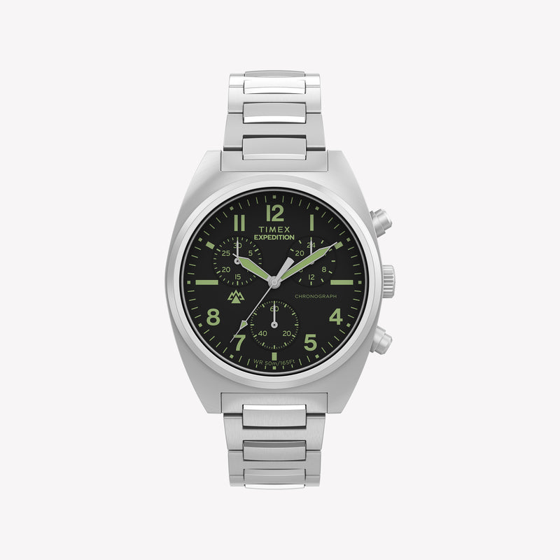 Timex Men's Stainless Steel Silver-Tone, Black Dial | TW2Y61200