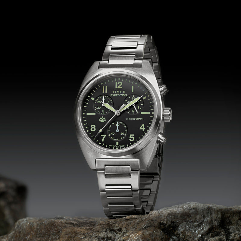 Timex Men's Stainless Steel Silver-Tone, Black Dial | TW2Y61200