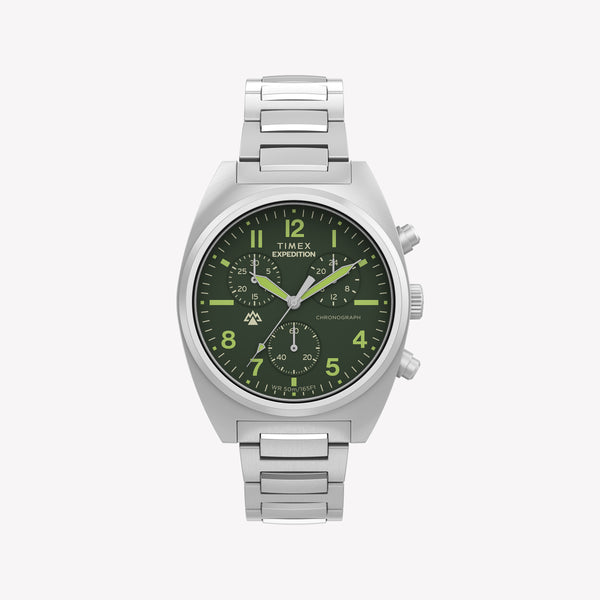 TIMEX Men's SS Silver-Tone, Green Dial | TW2Y61300