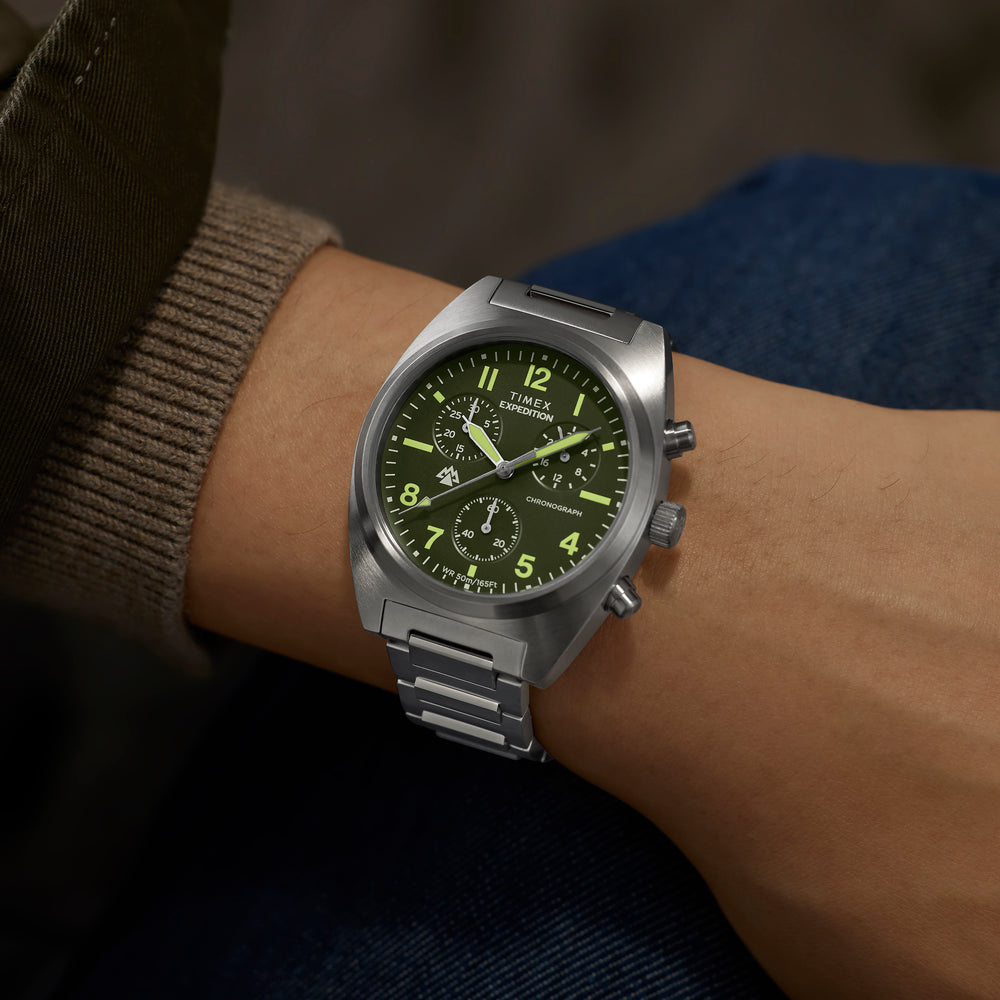 TIMEX Men's SS Silver-Tone, Green Dial | TW2Y61300