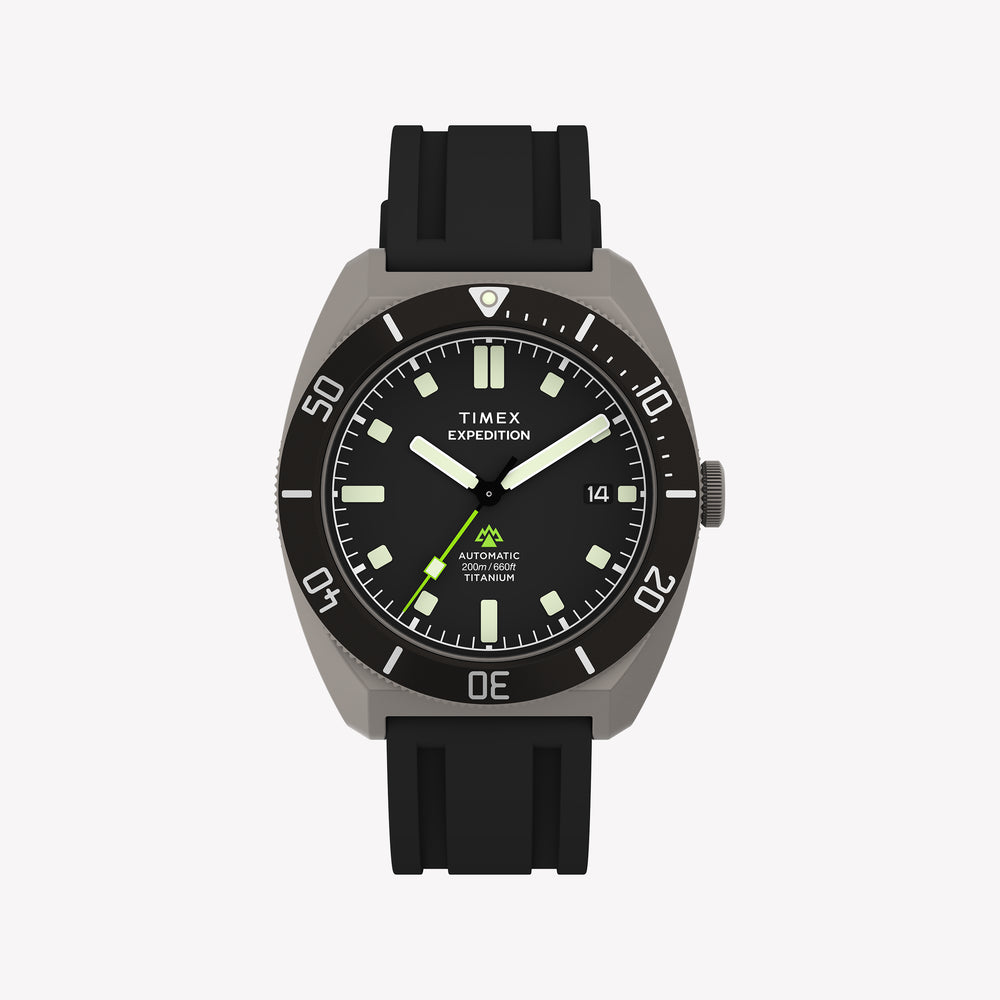 TIMEX Men's Titanium Case Black Rubber Strap, Black Dial | TW2Y63600