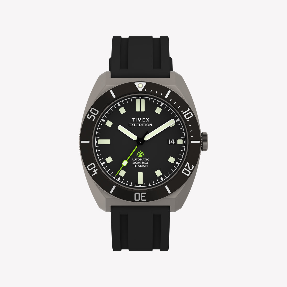 TIMEX Men's Titanium Case Black Rubber Strap, Black Dial | TW2Y63600