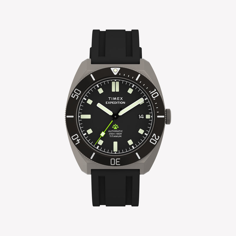 TIMEX Men's Titanium Case Black Rubber Strap, Black Dial | TW2Y63600