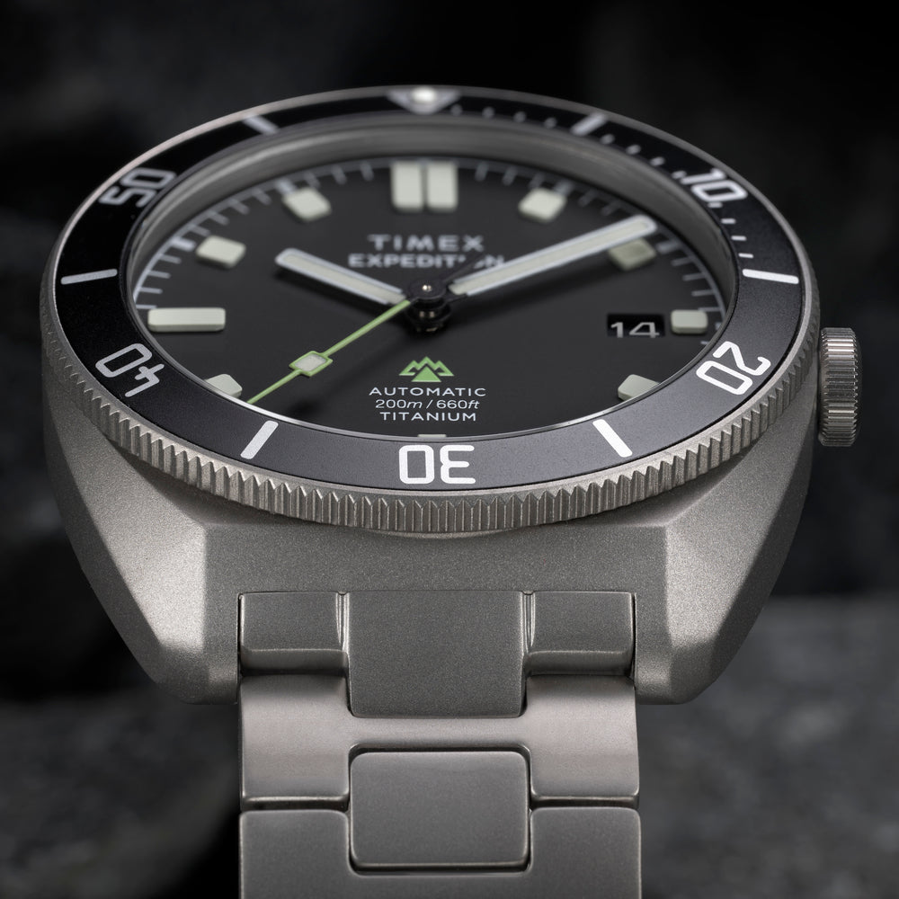TIMEX Men's Titanium Bracelet, Black Dial | TW2Y63800