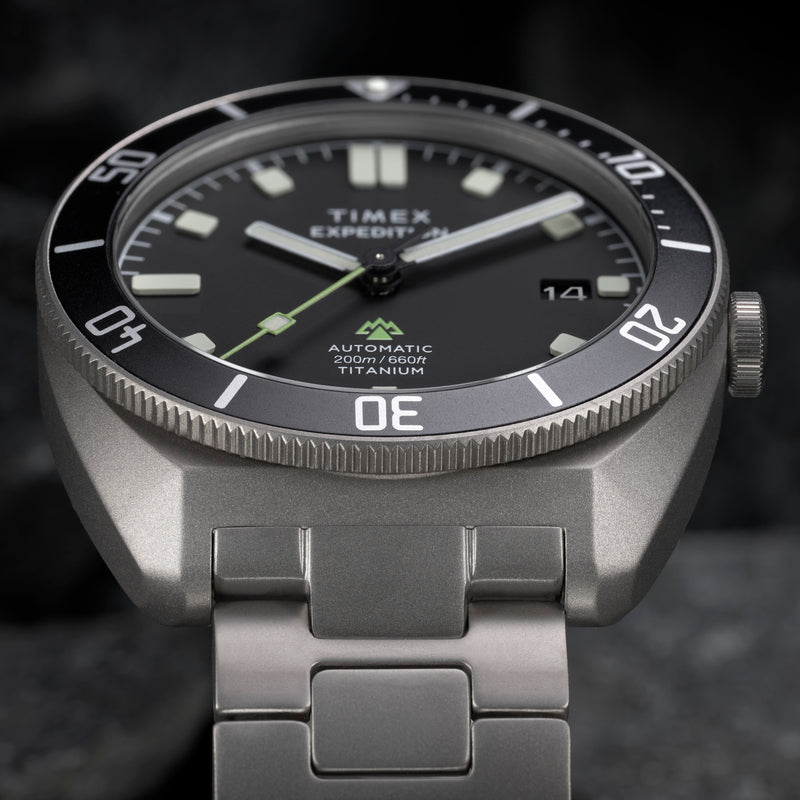 TIMEX Men's Titanium Bracelet, Black Dial | TW2Y63800