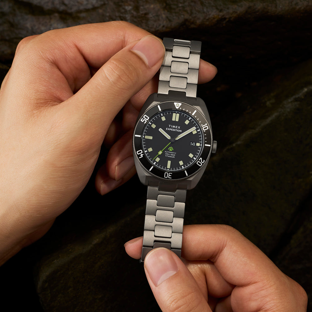 TIMEX Men's Titanium Bracelet, Black Dial | TW2Y63800