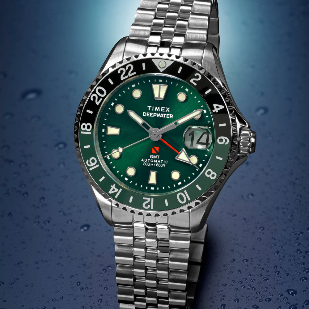 TIMEX Men's Silver-Tone Stainless Steel, Green Dial | TW2Y64100