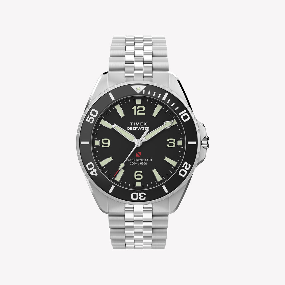 TIMEX Men's SS Silver-Tone, Black Dial | TW2Y64500