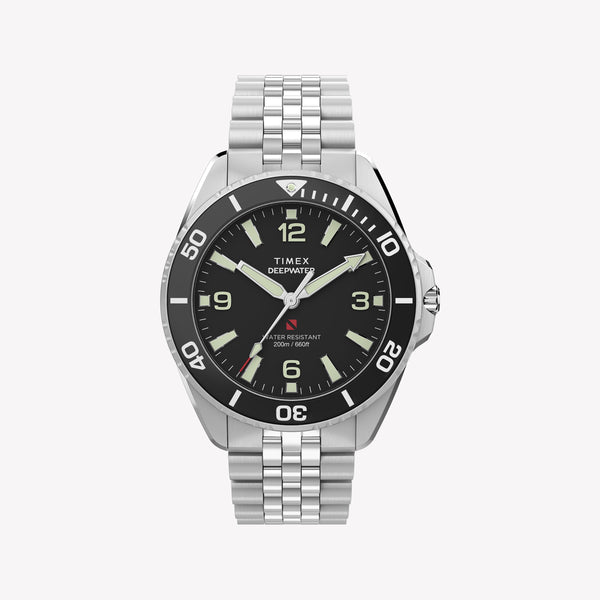 TIMEX Men's SS Silver-Tone, Black Dial | TW2Y64500