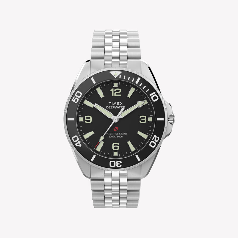 TIMEX Men's SS Silver-Tone, Black Dial | TW2Y64500