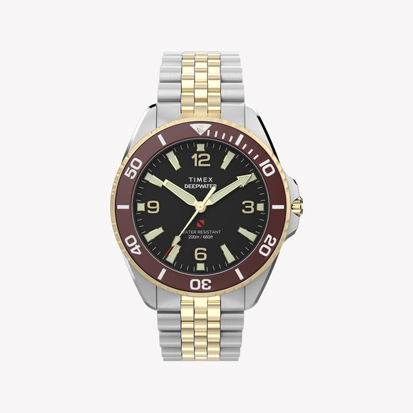 TIMEX Men's Steel Silver-Tone Two-Tone Black Dial | TW2Y64700