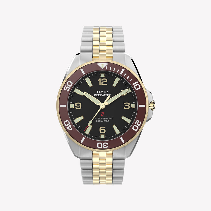 TIMEX Men's Steel Silver-Tone Two-Tone Black Dial | TW2Y64700