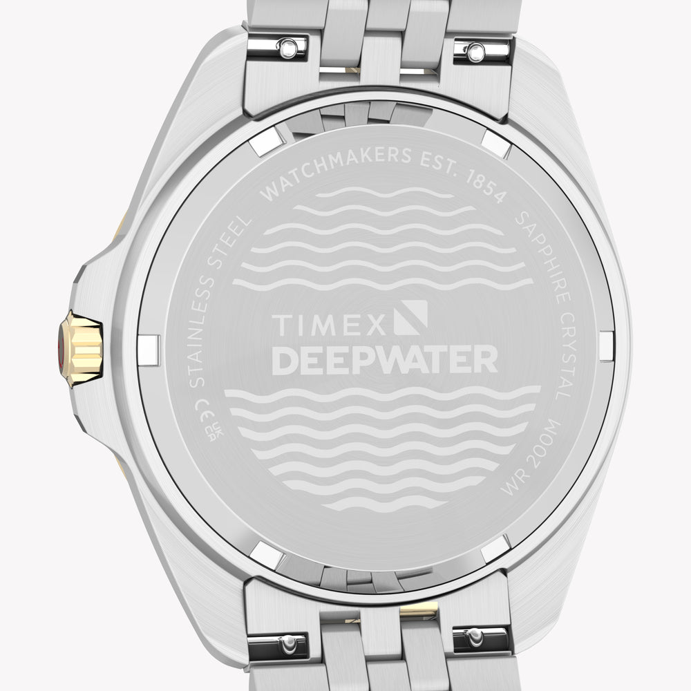 TIMEX Men's Steel Silver-Tone Two-Tone Black Dial | TW2Y64700