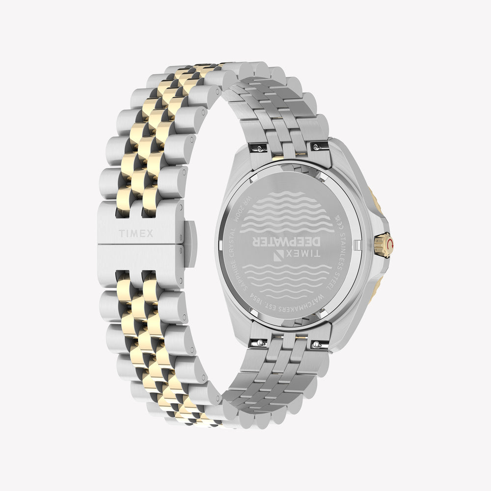 TIMEX Men's Steel Silver-Tone Two-Tone Black Dial | TW2Y64700