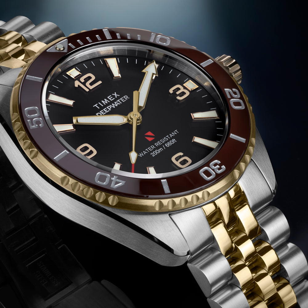TIMEX Men's Steel Silver-Tone Two-Tone Black Dial | TW2Y64700