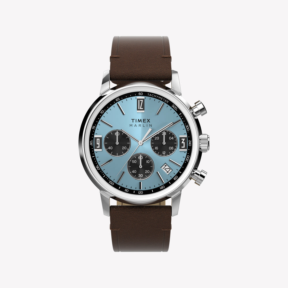 TIMEX Men's Silver-Tone SS, Brown Leather Watch | TW2Y66600