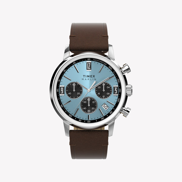 TIMEX Men's Silver-Tone SS, Brown Leather Watch | TW2Y66600