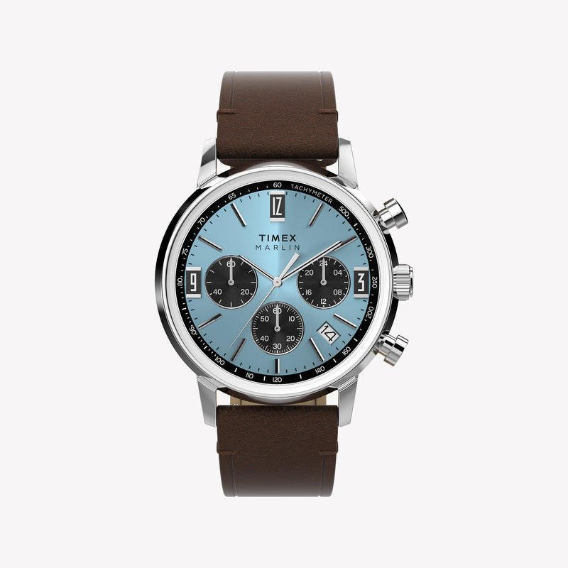 TIMEX Men's Silver-Tone SS, Brown Leather Watch | TW2Y66600