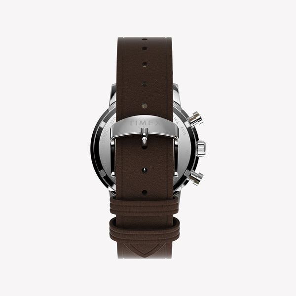 TIMEX Men's Silver-Tone SS, Brown Leather Watch | TW2Y66600