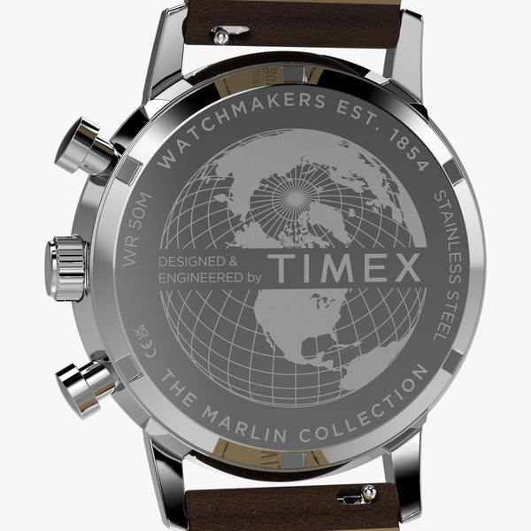 TIMEX Men's Silver-Tone SS, Brown Leather Watch | TW2Y66600