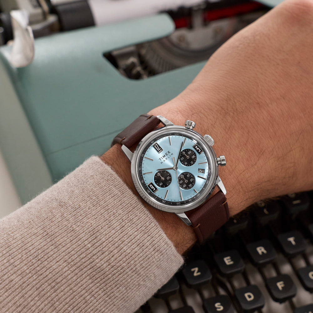 TIMEX Men's Silver-Tone SS, Brown Leather Watch | TW2Y66600
