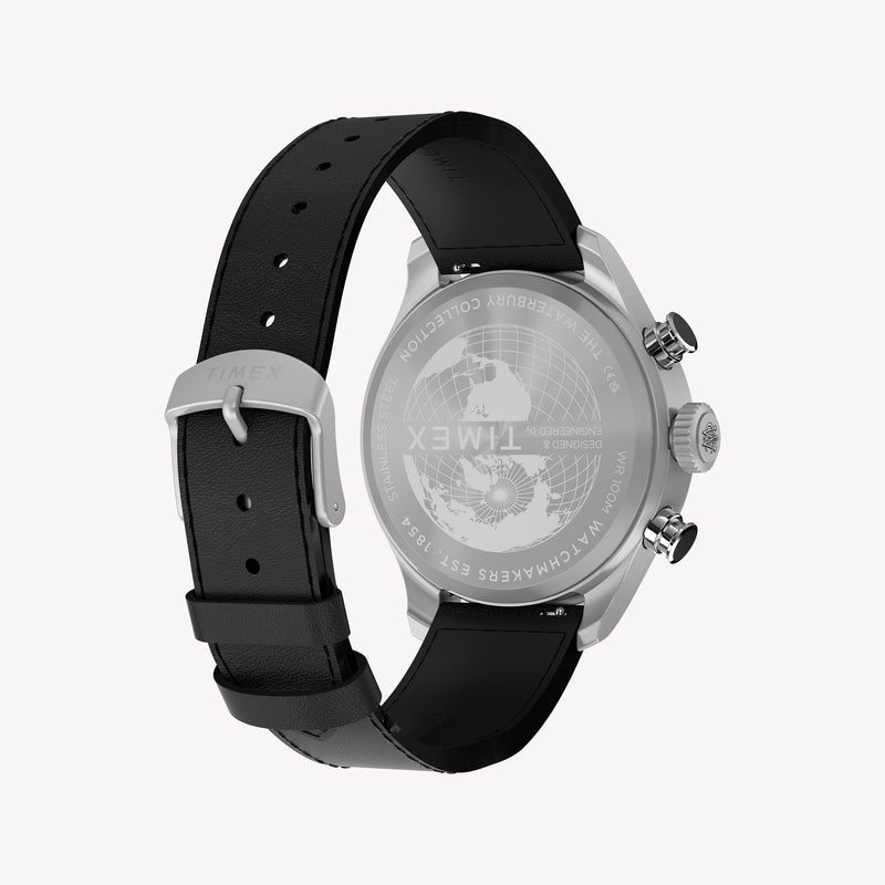 TIMEX Men's Black Leather, Black Dial | TW2Y70000