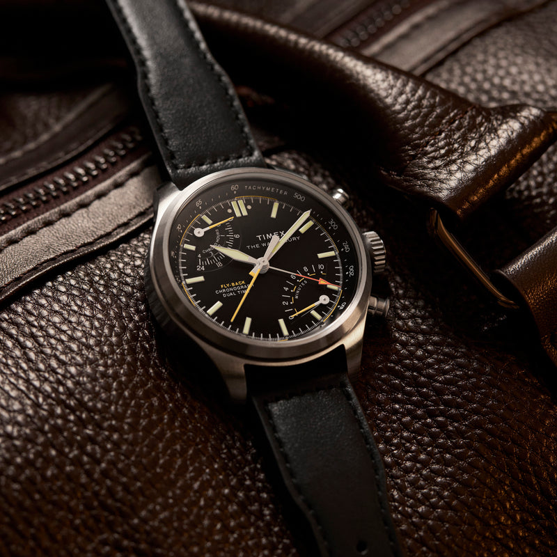 TIMEX Men's Black Leather, Black Dial | TW2Y70000