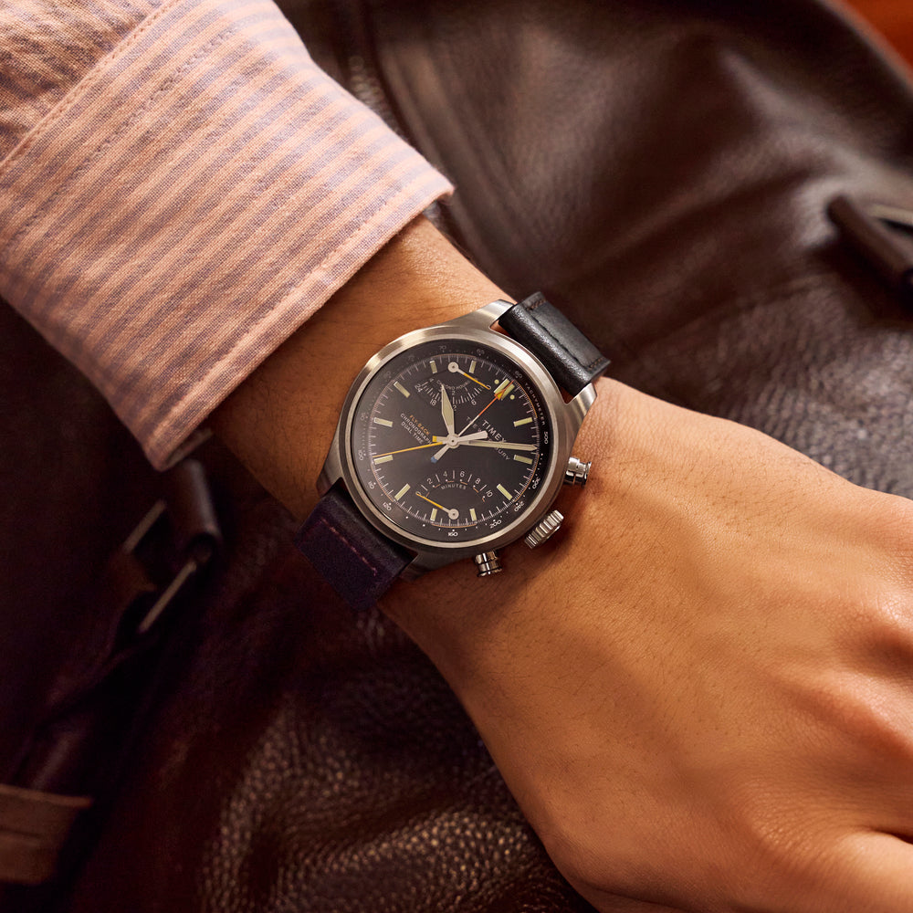 TIMEX Men's Black Leather, Black Dial | TW2Y70000
