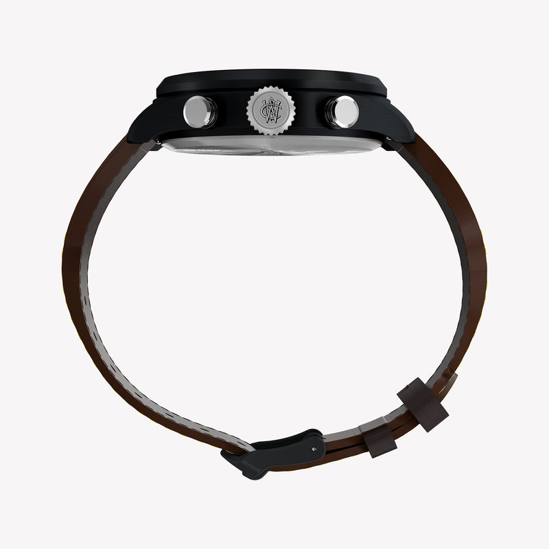 TIMEX Men's Black Case Brown Leather, Black Dial | TW2Y70100