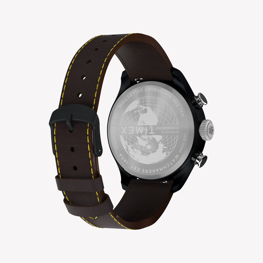 TIMEX Men's Black Case Brown Leather, Black Dial | TW2Y70100