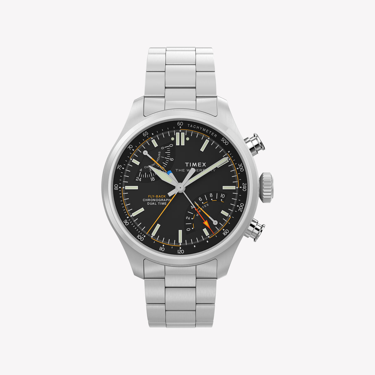TIMEX Men's Silver-Tone Stainless Steel, Black Dial | TW2Y70200