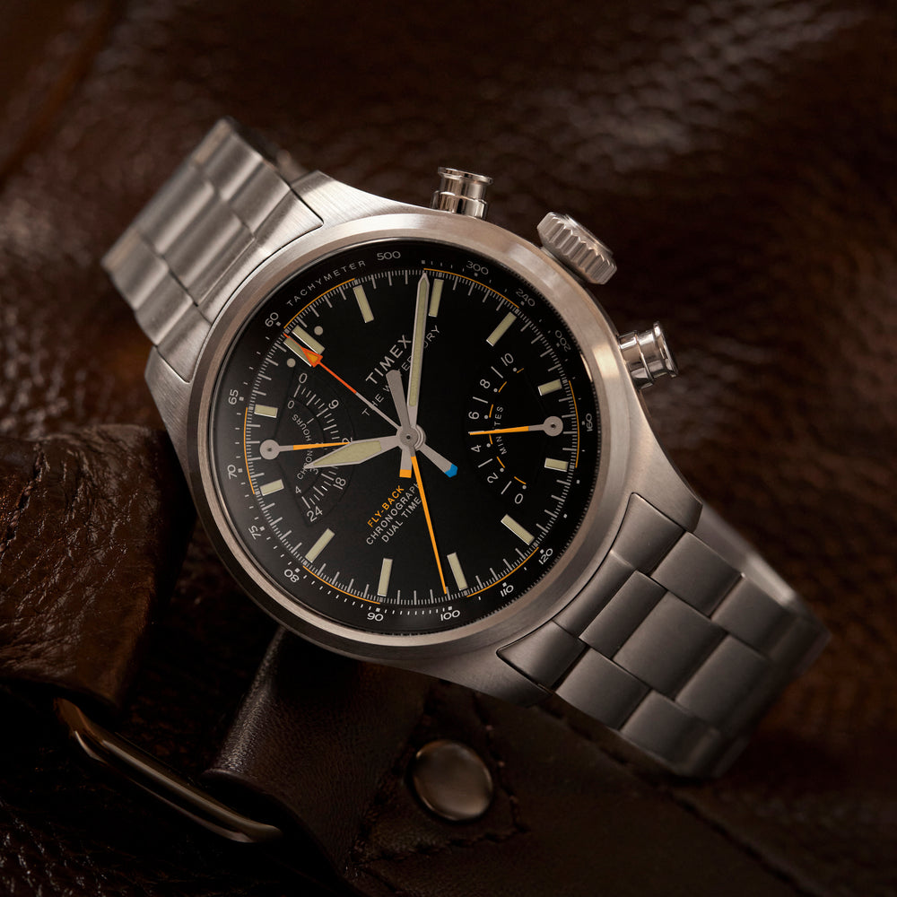 TIMEX Men's Silver-Tone Stainless Steel, Black Dial | TW2Y70200