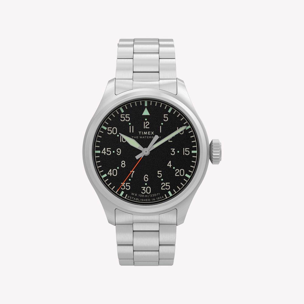 Timex Men's Silver-Tone Stainless, Black Dial | TW2Y70300