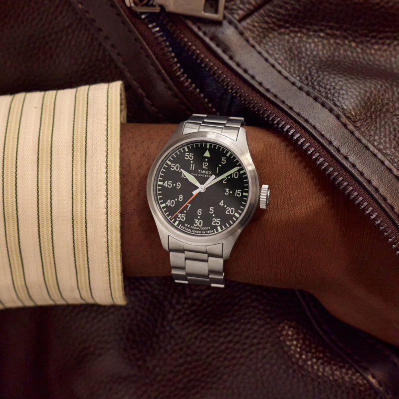 Timex Men's Silver-Tone Stainless, Black Dial | TW2Y70300