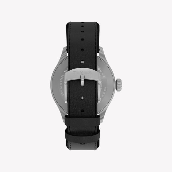 TIMEX Men's Silver-Tone SS, Black Lthr | TW2Y70400