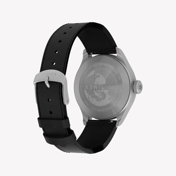 TIMEX Men's Silver-Tone SS, Black Lthr | TW2Y70400