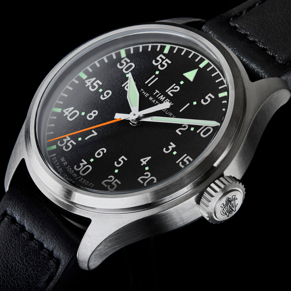 TIMEX Men's Silver-Tone SS, Black Lthr | TW2Y70400