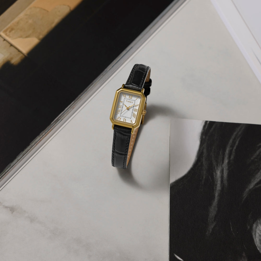 Timex Women's Gold-Tone, Black Leather | TW2Y71900