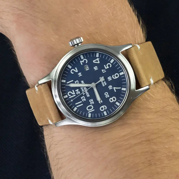 Timex Expedition Scout Tw4b01800 - Rugged Men's Watch With Tan Leather Strap & Blue Dial by i-watch