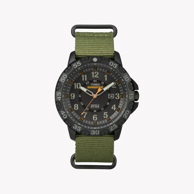 Timex Expedition Camper Tw4b03600 - Rugged Men's Watch With Green Fabric Band & Black Dial