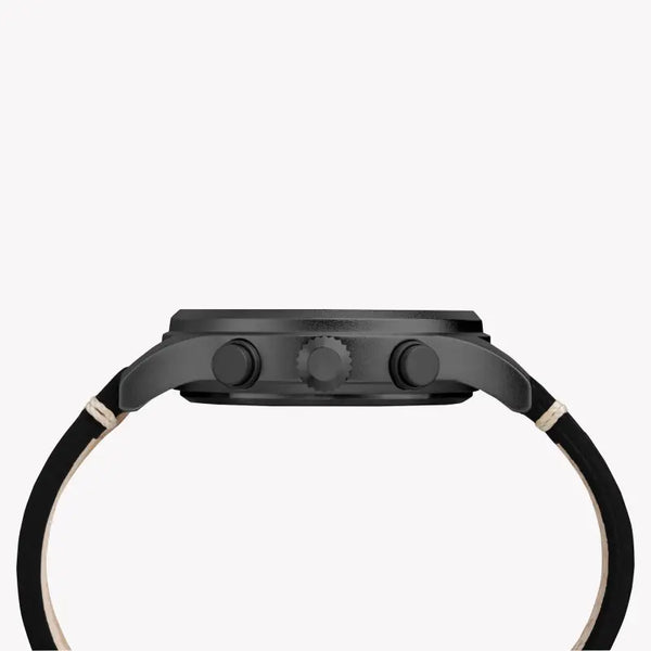 Timex Men's Black Leather Watch, Brass Case | Tw4b09100