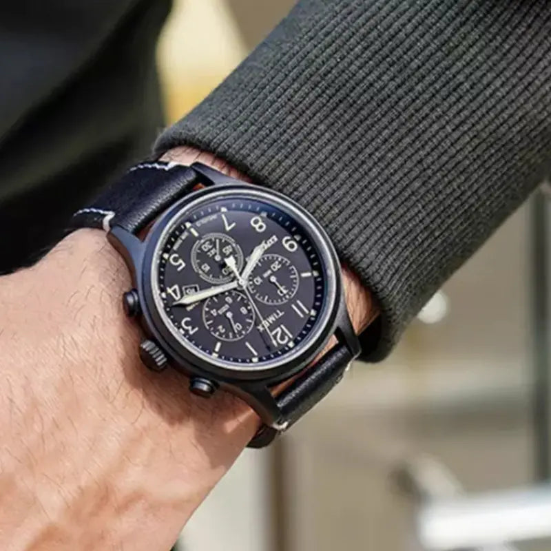 Timex Expedition Scout TW4B09100 - Montre robuste pour homme avec bracelet en cuir noir et lumière INDIGLO